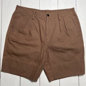 NWT Standard Issue NYC Cotton Canvas Pleated Utility Shorts SIZE 34 Oak Tan NEW